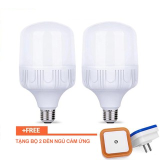 Bộ 2 Bóng đèn Led trụ 30W [ Tặng 2 đèn ngủ cảm ứng ]