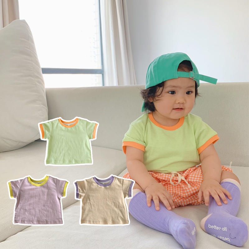 (Hàng Mới Về) Set Áo Thun Tay Ngắn Kẻ Sọc + Quần Short Thời Trang Mùa Hè Cho Bé 1-3 Tuổi