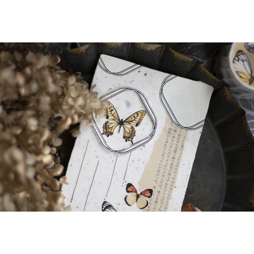 Meohime 𓃠Hãng Loidesign - Băng dán washi tape cổ điển vintage butterfly