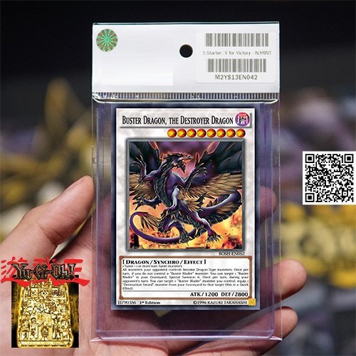 1458-9 Thẻ bài vua trò chơi Yugioh Buster Dragon The Destroyer Dragon bản có tem bạc tặng Sleeves bọc bài