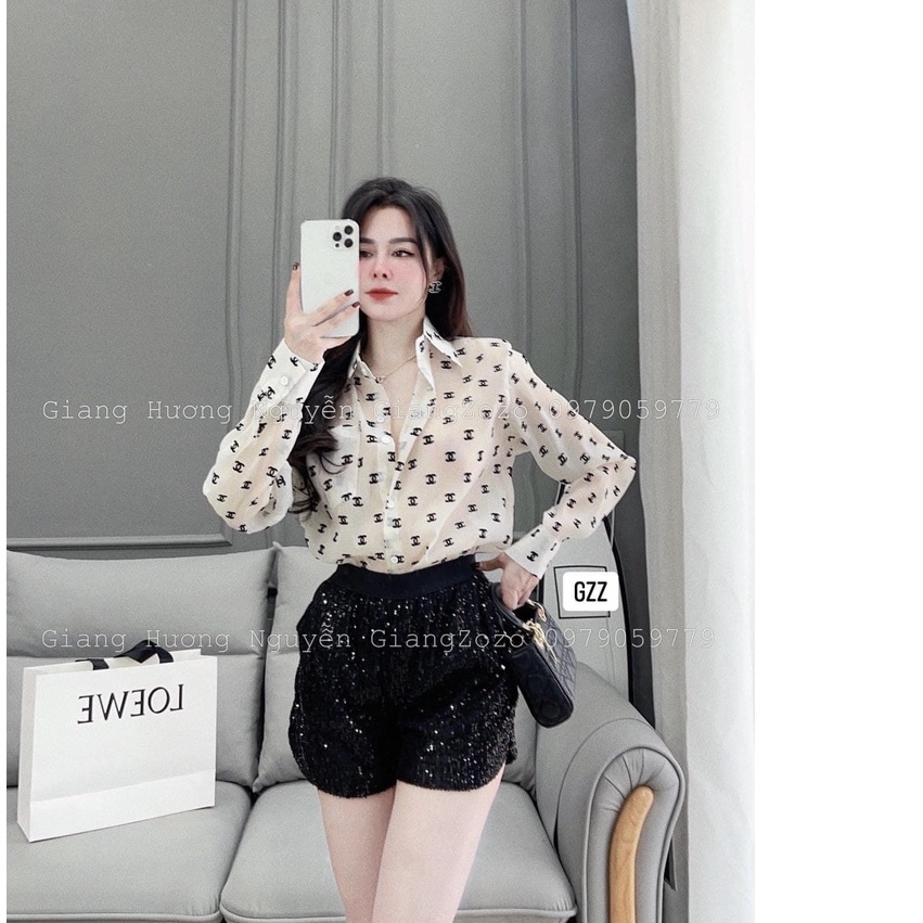 Áo sơ mi lụa mỏng chữ X Quảng Châu