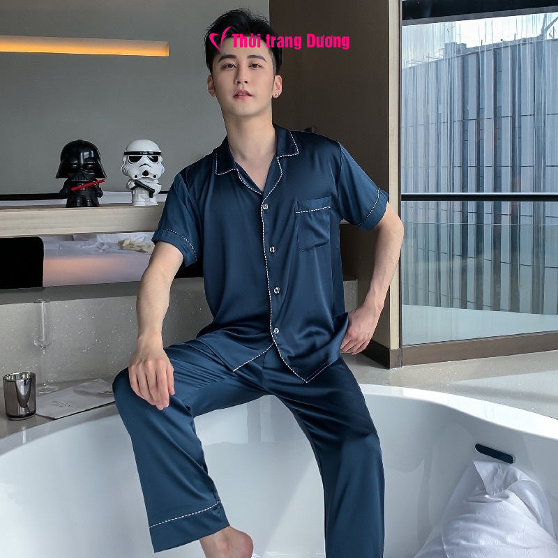 G9372N Bộ pyjama nam ngắn tay lụa mềm mại cao cấp hàng nhập - Thời Trang Dương