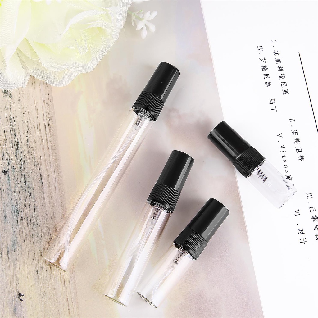 [Hàng mới về] Set 5 chai xịt thủy tinh trong suốt 2/3/5/10ml đựng nước hoa mỹ phẩm đa dụng