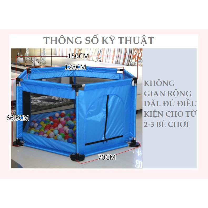 Cũi quây cho bé khung Inox chắc chắn an toàn (tặng 10 bóng)