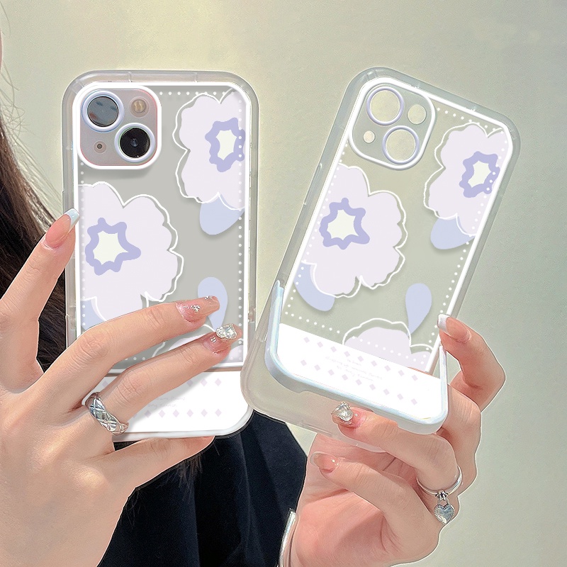 Ốp Điện Thoại TPU Họa Tiết Hoa Đơn Giản Chống Rơi Kèm Giá Đỡ Cho IPhone 13 Pro Max 12 11 XS XR X 8 7 6 6s Plus SE 2020