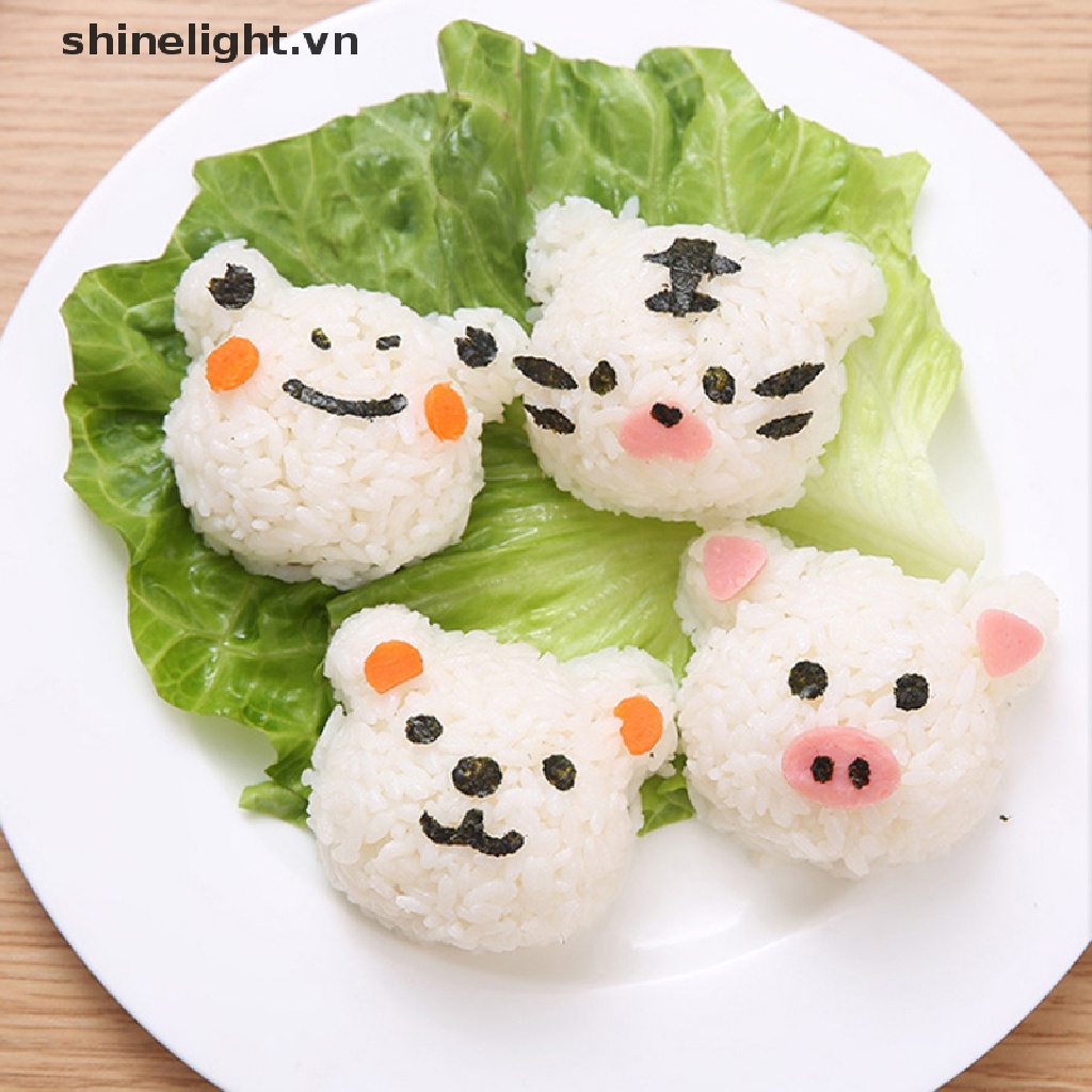 1 Set Khuôn Làm Cơm Nắm / Sushi / Nori Hình Chú Gấu Nhỏ Dễ Thương DIY