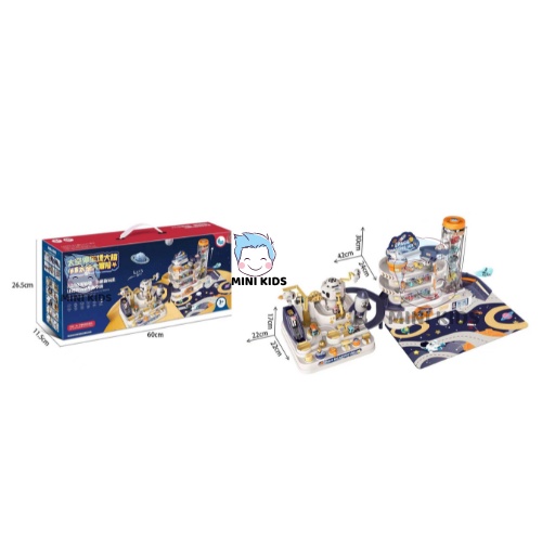 Đồ Chơi Đua Xe Ô Tô Điều Khiển Phi Hành Gia Kết Hợp Garage Đỗ Xe 3 Tầng