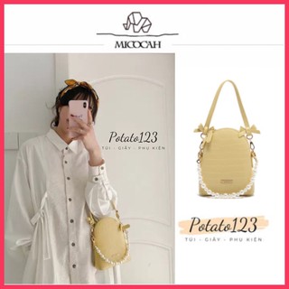Micocah - Túi xách Micocah dáng túi hến nhỏ quai xách trang trí chuỗi hạt siêu xinh MCC514