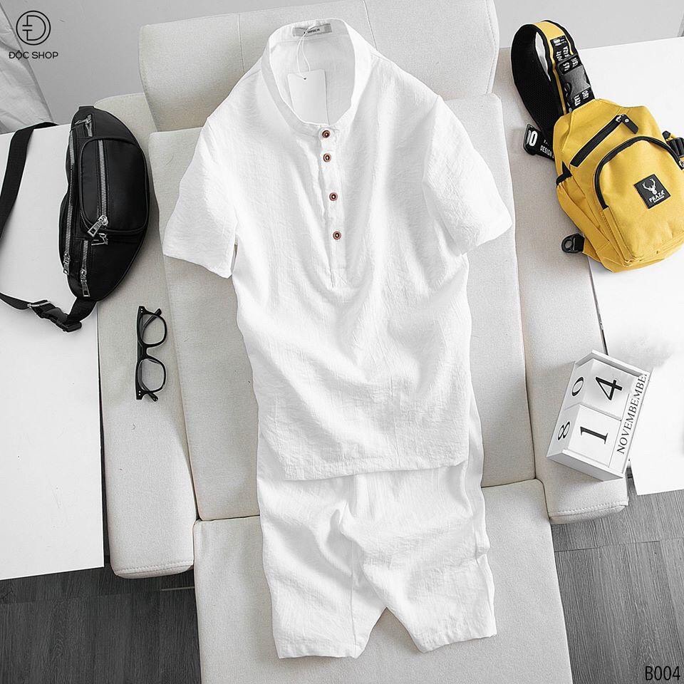 Bộ đũi nam cao cấp cổ tàu chất đũi xước dày dặn thoải mái khi mặc-Set đồ nam