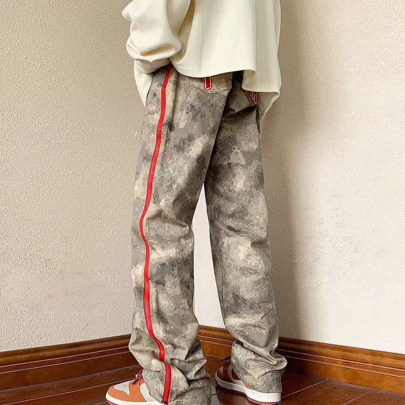 Quần Dài Dáng Suông Rộng Họa Tiết Rằn Ri Phong Cách Đường Phố Mỹ Cá Tính Cho Nam [M-2XL]