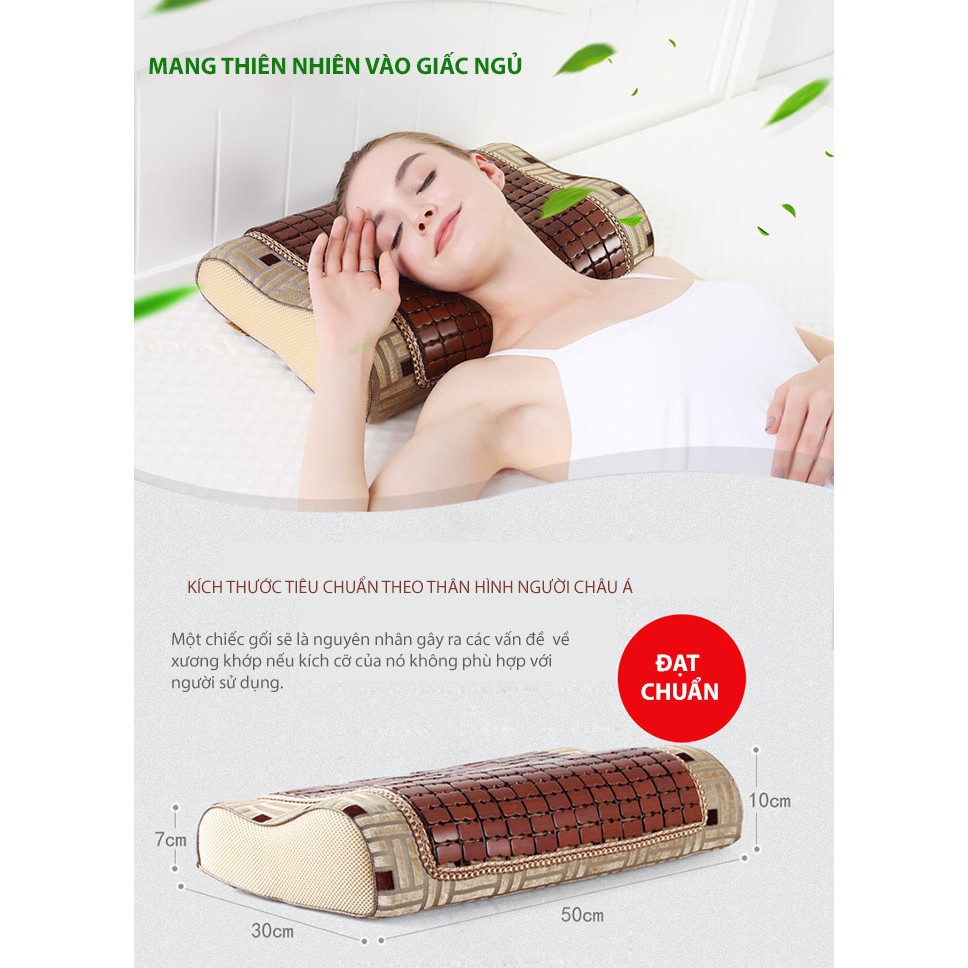 [ Cao su non ] Gối Ngủ Trúc Điều Hòa Cao Cấp ZURI PILLOW - GDH09 Dành Cho Người Đau Vai Gáy, Khó Ngủ