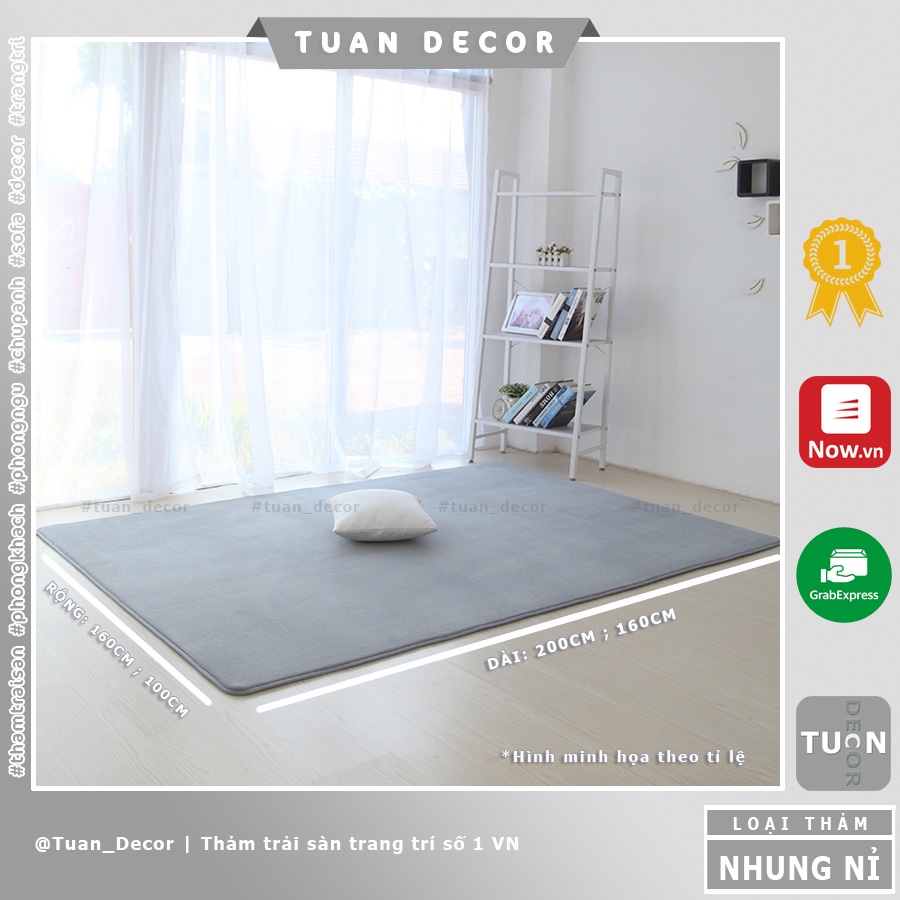 Thảm trải sàn chống trơn trượt chất liệu nhung nỉ lông ngắn cực đẹp