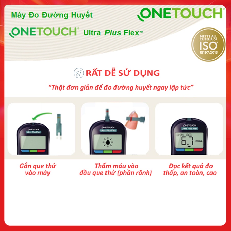 Que thử đường huyết OneTouch Ultra Plus Flex ⚡ Sản xuất tại Anh, hộp 25 que thử