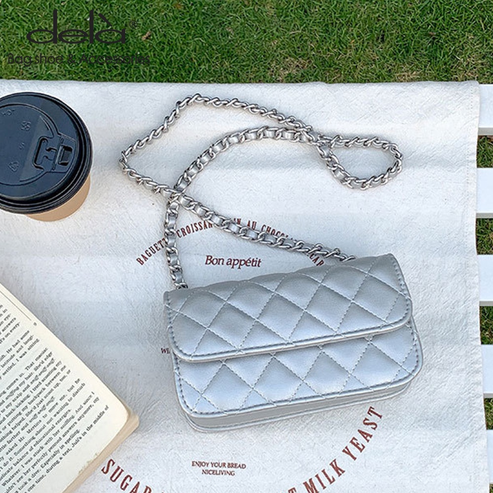 Dela Túi Đeo Chéo Hình Vuông Nhỏ Đính Hạt Kim Cương Có Thể Điều Chỉnh Thời Trang Mới Cho Nữ