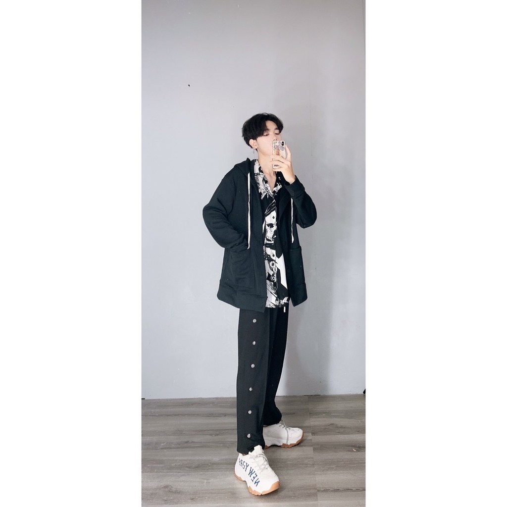 Quần Cúc Bấm Quần Dài Ống Rộng Dáng suông Phong Cách Năng Động Trẻ Trung Cho Nam ulzzang