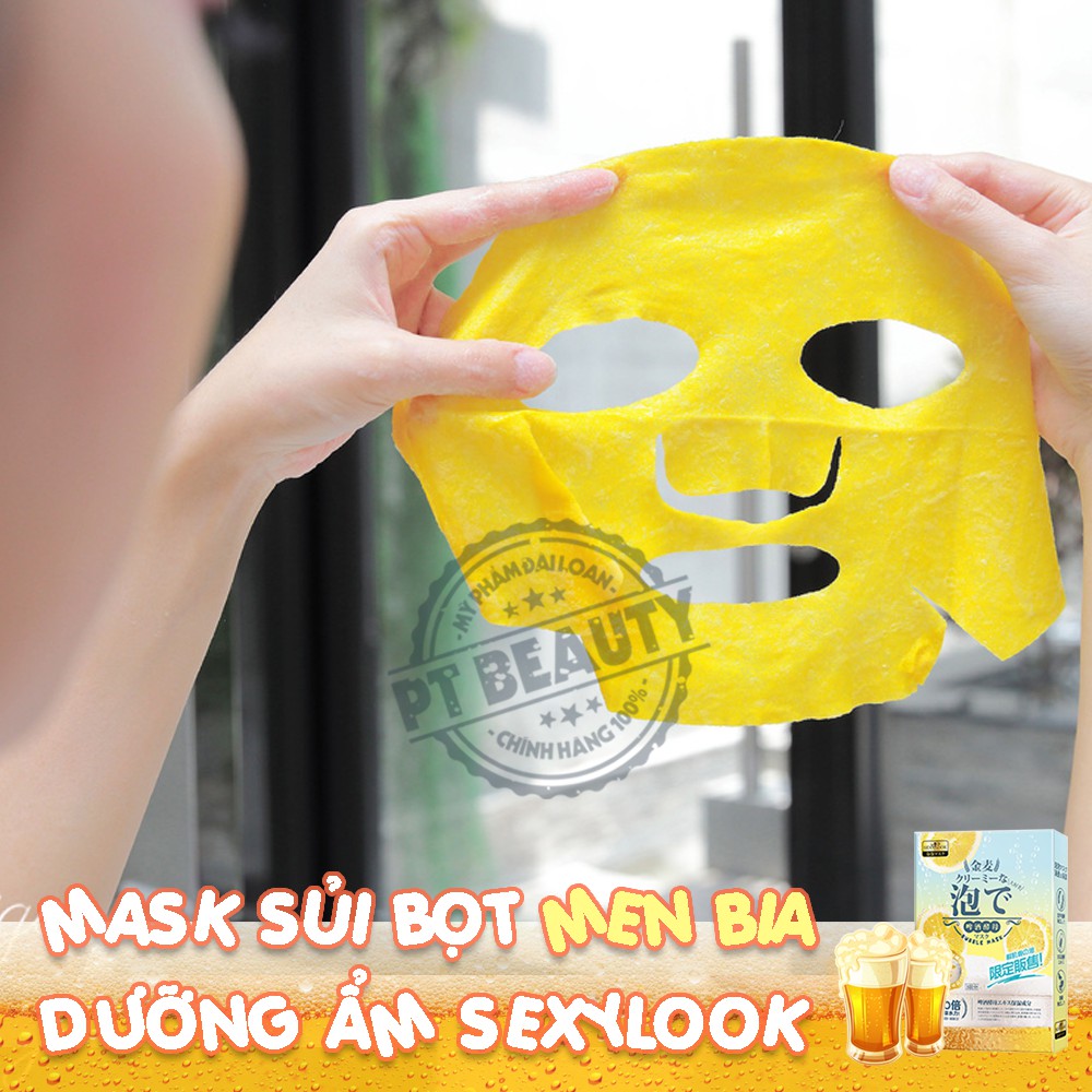 [Lẻ 1 Miếng] Mặt Nạ Sủi Bọt Men Bia Dưỡng Ẩm Sexylook Đài Loan (Chanh Vàng)