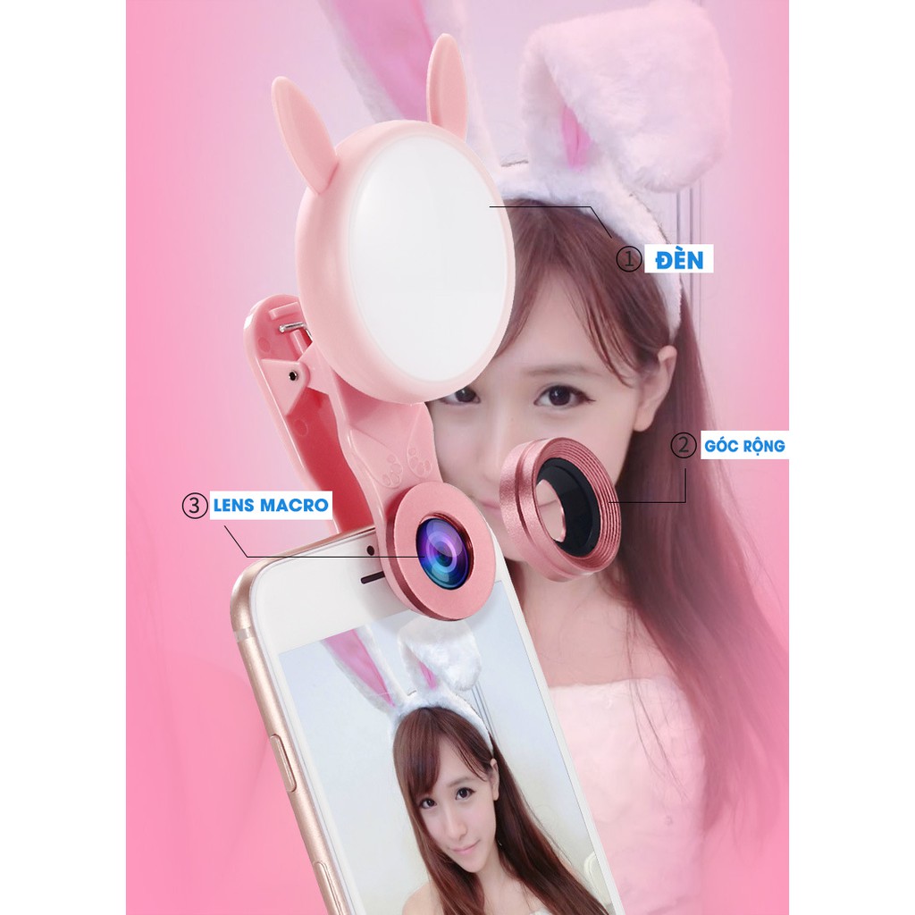 Order Trung Quốc - Đèn trợ sáng Selfie kiêm Camera Len góc rộng và Macro