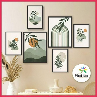 Bộ 6 bức tranh treo tường trang trí nhà cửa, decor phòng khách, tranh dán tường In Phát Tín, canvas, có sẵn keo dán.