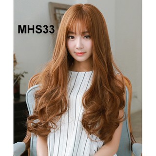 Bộ Tóc Xoăn Lọn Mái Thưa Nâu Vàng MHS33
