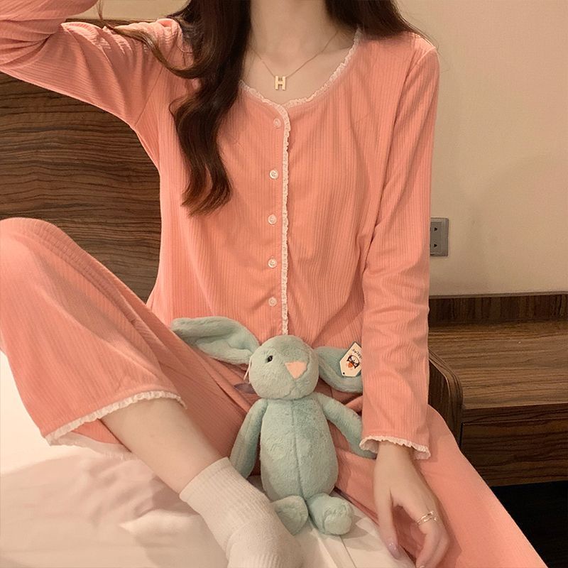 Bộ Đồ Ngủ Hai Mảnh Áo Tay Dài Cổ Tròn Phong Cách Thời Trang Xuân Thu Mới 2022