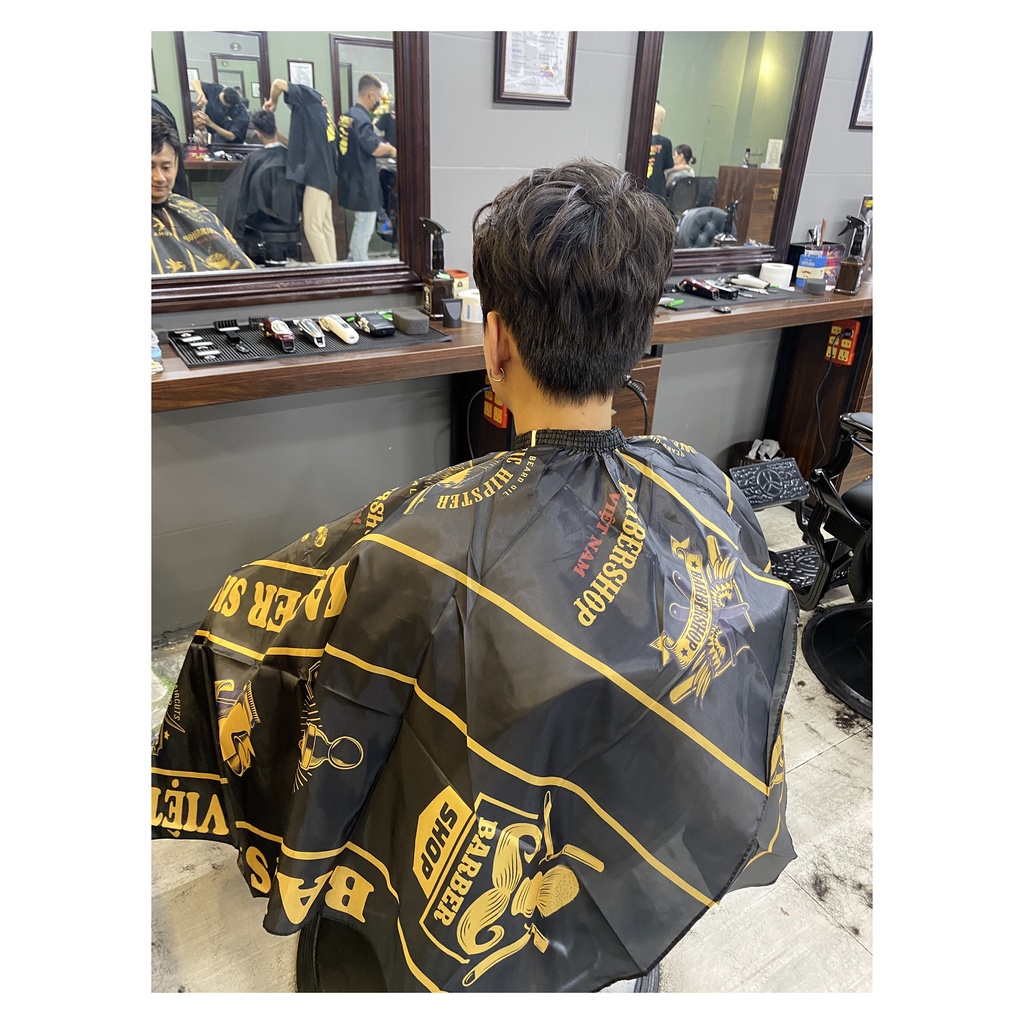 Áo choàng cắt tóc Akuma họa tiết Barber Shop