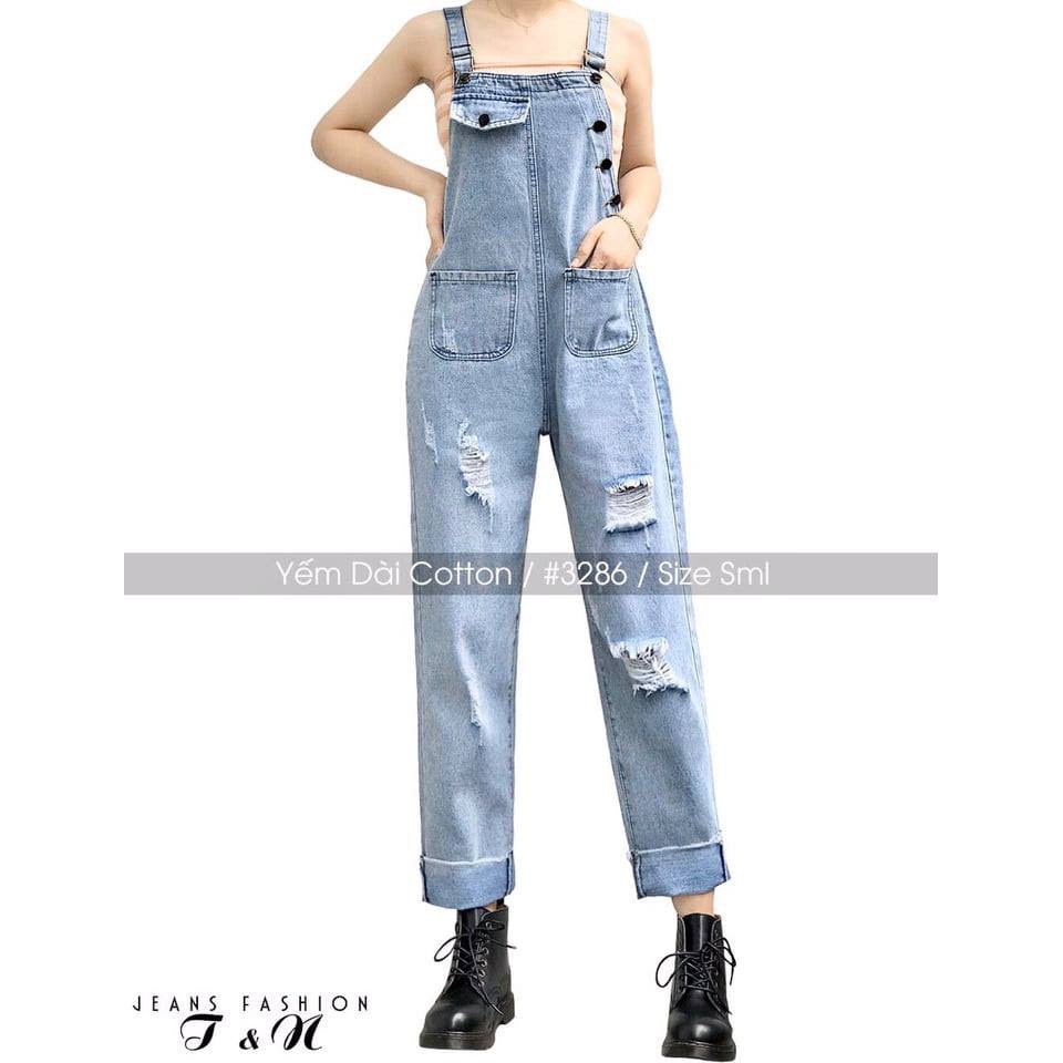 YẾM JEAN COTTON THỜI TRANG CO GIÃN RÁCH HAI TÚI SHOP PHƯƠNG CHẤU