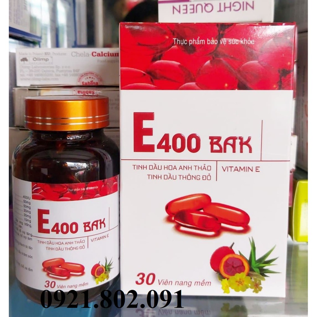 vitamin e đỏ tinh dầu anh thảo, thông đỏ E400 BAK