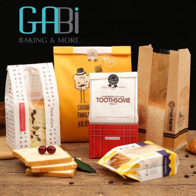 Set 10 túi giấy đựng bánh mỳ (nhiều mẫu)