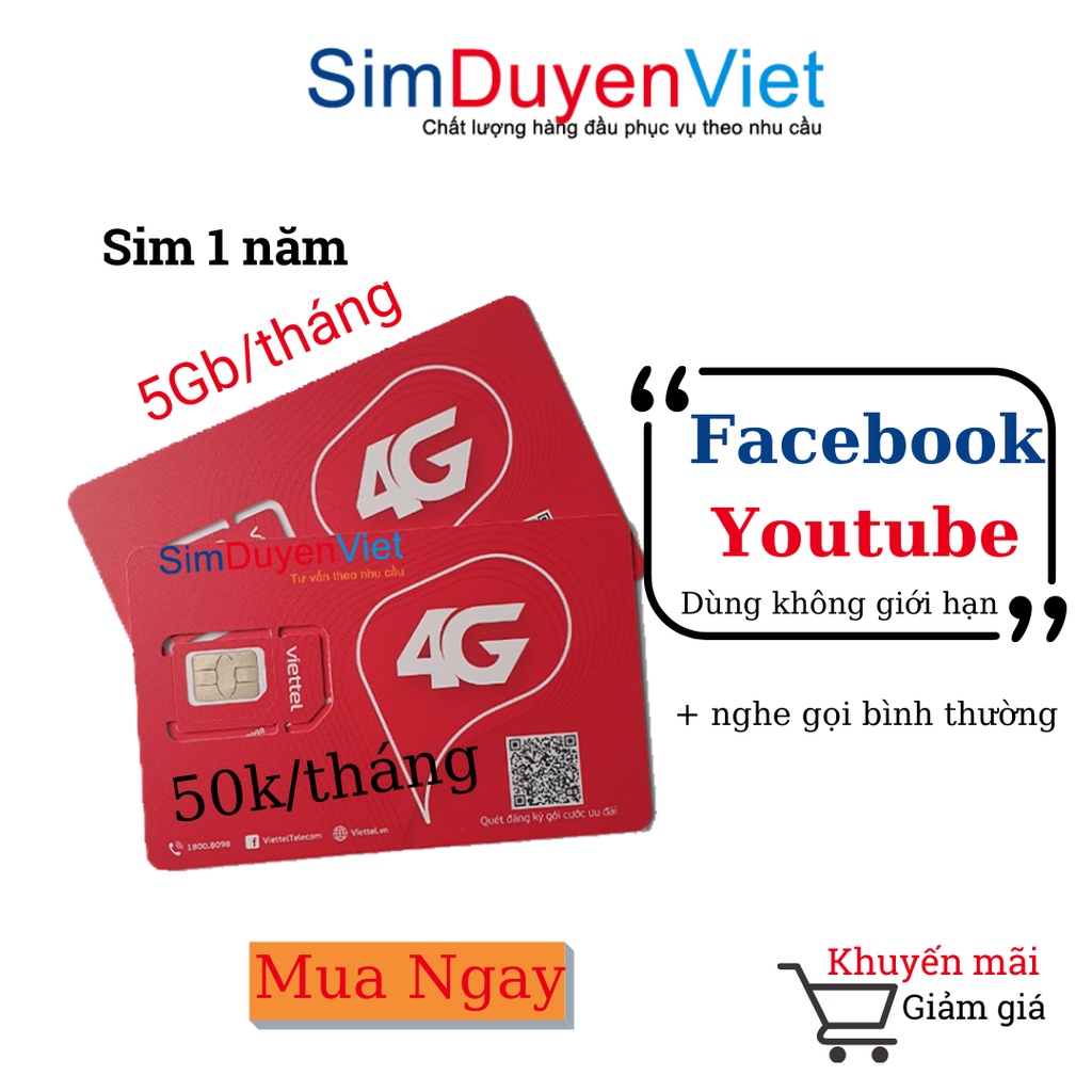 [Free 13 tháng] Sim Viettel 4G 1 năm Tặng thêm 1 tháng không cần nạp tiền.