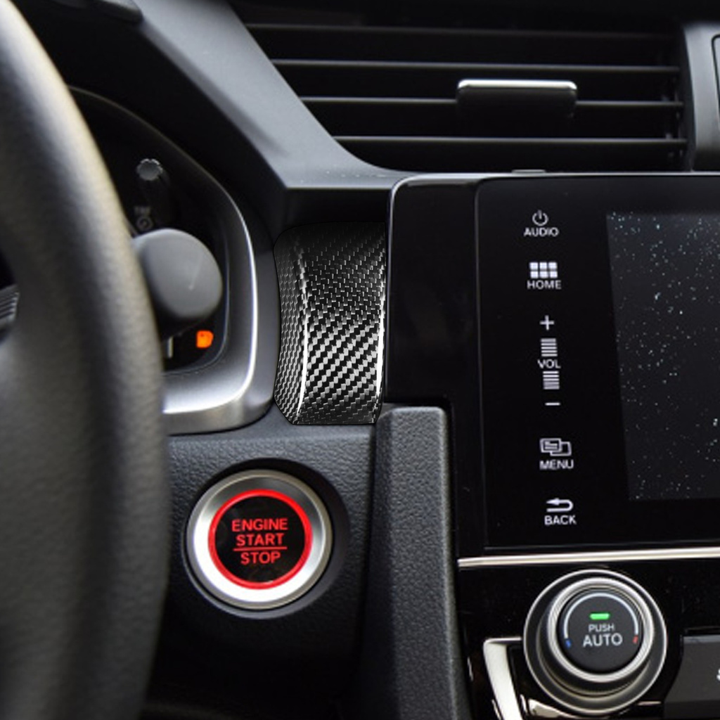 phù hợp với trang trí bảng điều khiển trung tâm bằng sợi carbon thực 16-20 của Civic thế hệ thứ 10 bên trong xe sửa đổi tay lái trái carbon khô