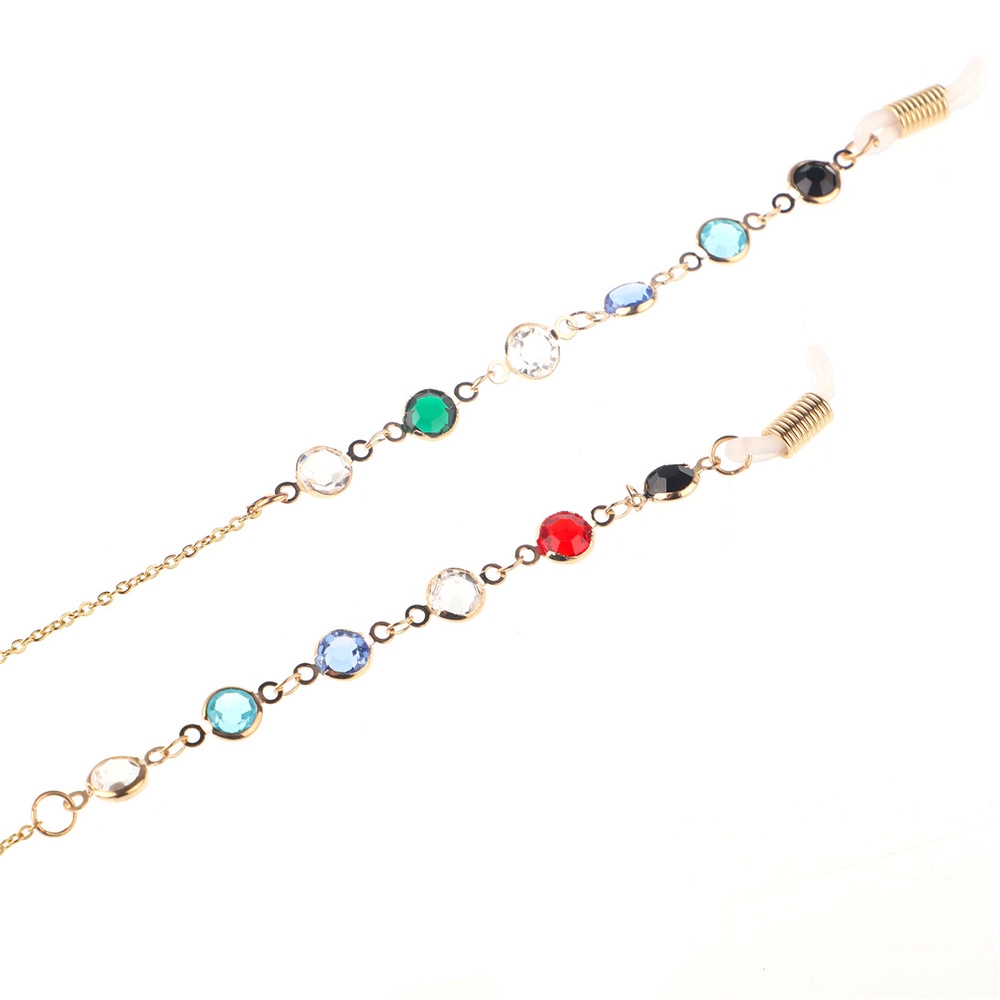 Unisex vintage Stainless Steel Glass Beads Long Glasses Chain