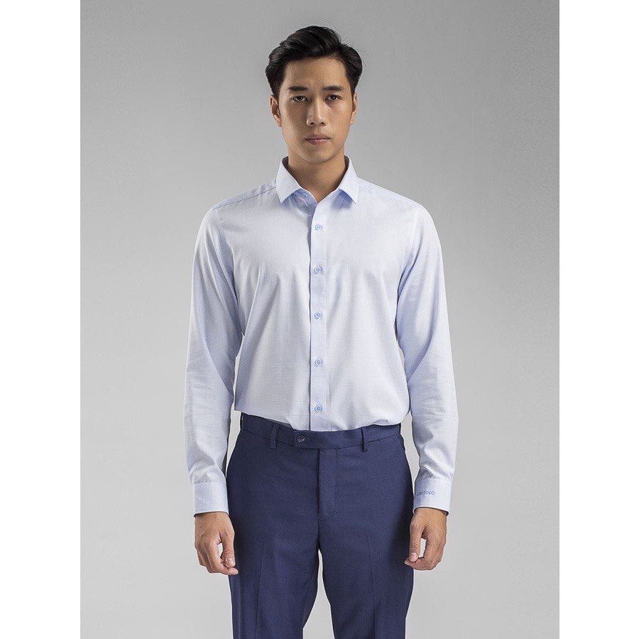 Áo sơ mi dài tay nam Aristino  from ôm tà lượn không túi ALS60508