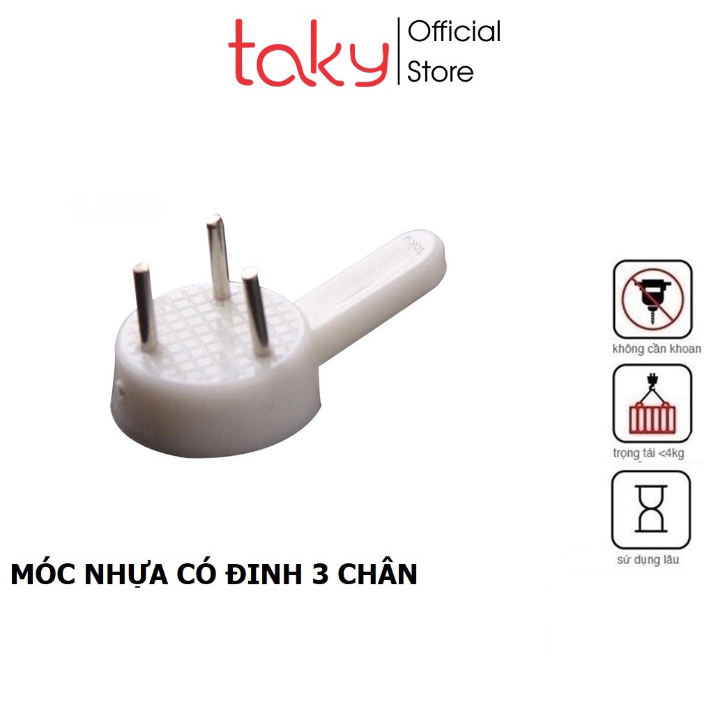 10 Móc Nhựa - Taky, Treo Tranh, Ảnh, Đồng Hồ, Đinh 3 Chân, Không Cần Khoan Đục Tường, An Toàn, Chắc Chắn 2220Set10