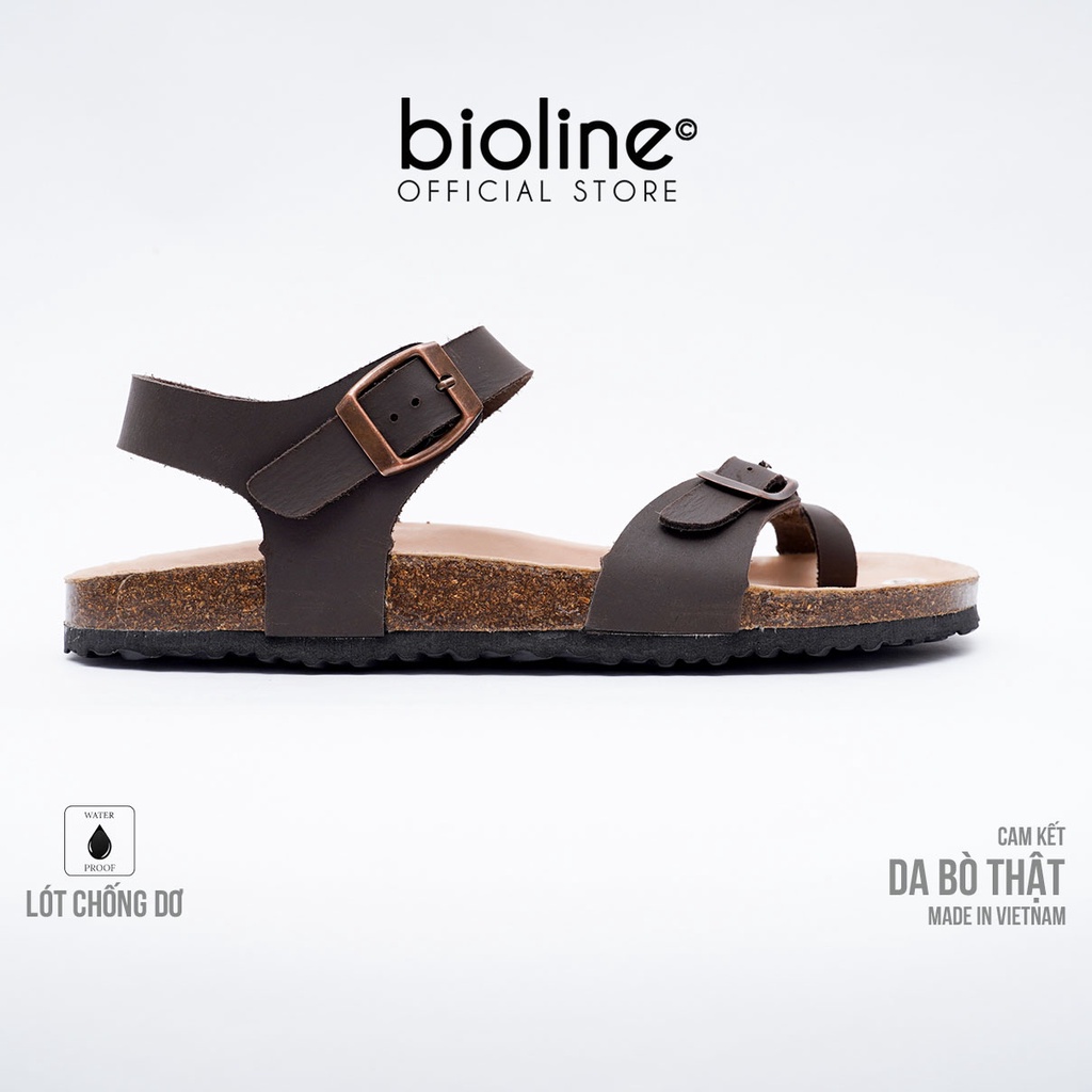 DK14-LÓT CHỐNG NƯỚC-Giày sandal đế trấu Birken da bò thật nam nữ, dép xăng đan công sở, dép đế trấu Bioline D14