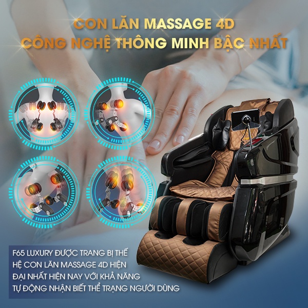 Ghế massage cao cấp Funiko F65 bảo hành 10 năm con lăn 5D massage trị liệu chuyên sâu