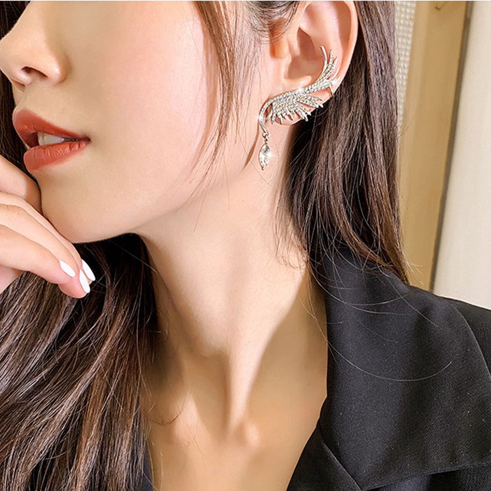 Bông Tai Đính Đá Zircon Hình Đôi Cánh Thiên Thần Thanh Lịch