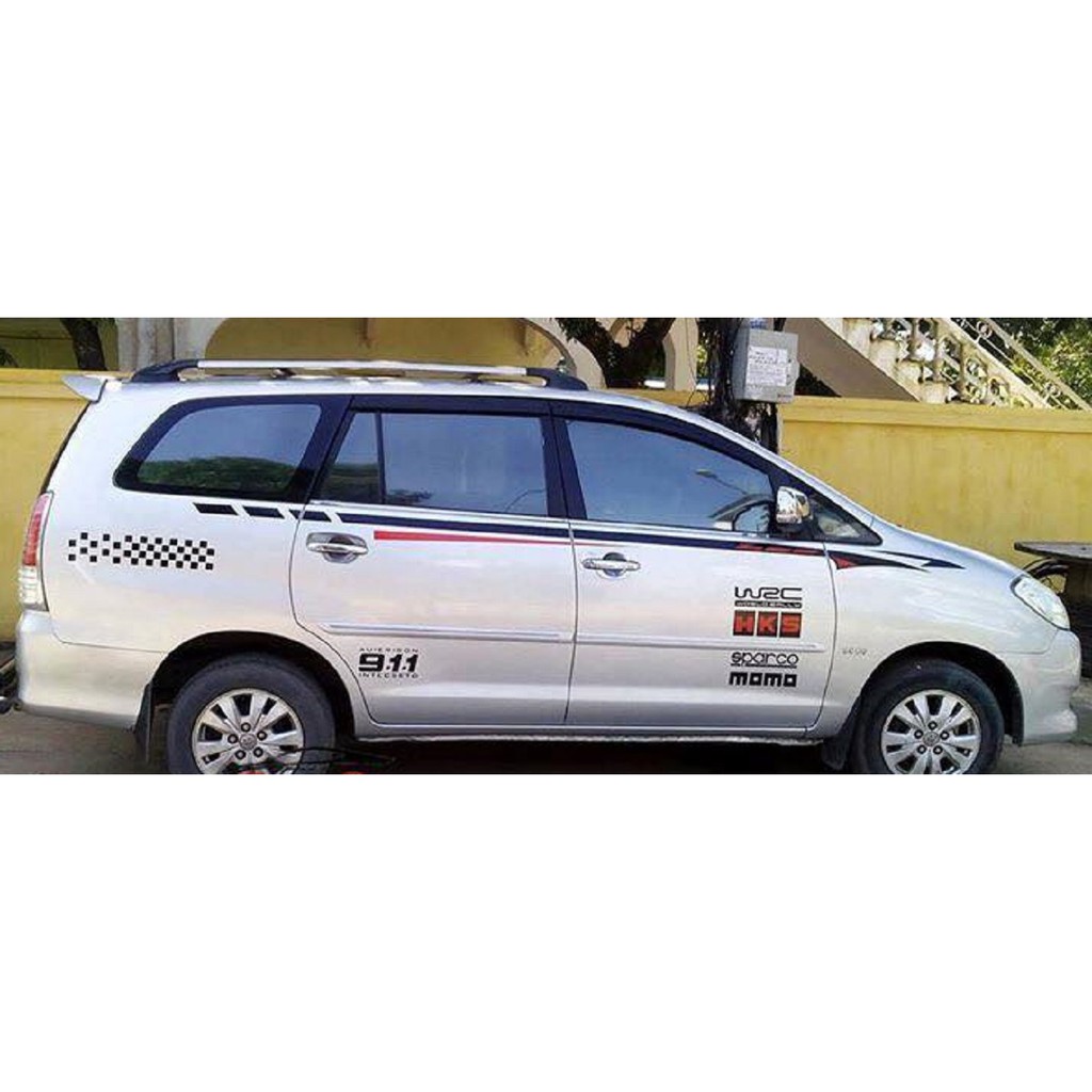 Tem Dán Thân xe oto WRC 911 Đen Đỏ siêu hot