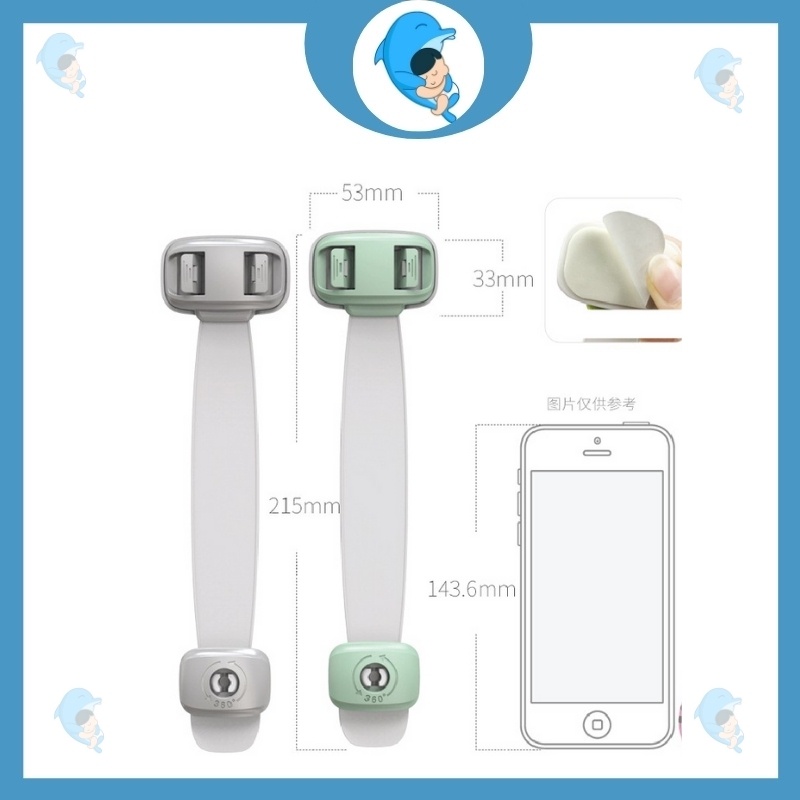 Khóa tủ lạnh, khóa ngăn kéo chất liệu nhựa ABS an toàn giúp bảo vệ bé