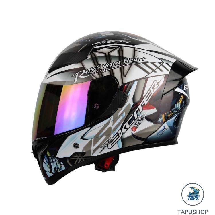 MŨ BẢO HIỂM FULLFACE 1 KÍNH ROYAL M138B LÊN TEM EXCITER TRẮNG - Tapu Shop