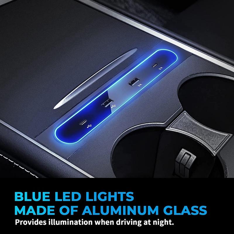 Đế Sạc Nhanh 4 Trong 1 27W 2022 Có Đèn LED Cảm Ứng Trung Tâm Cho Tesla Model 3 Y 2021