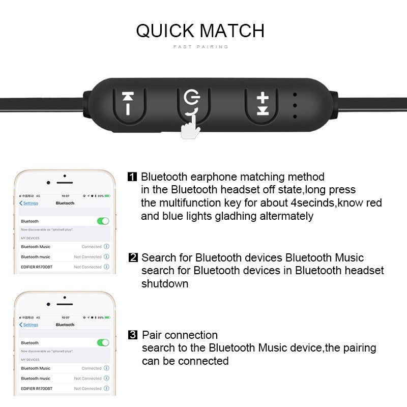 Tai nghe bluetooth không dây XT11 hít nam châm cho iPhone 6 8 X 7 Xiaomi