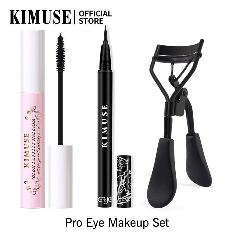 Bộ 3 Sản Phẩm KIMUSE Gồm Mascara + Bút Kẻ Mắt + Dụng Cụ Bấm Cong Lông Mi Tiện Lợi