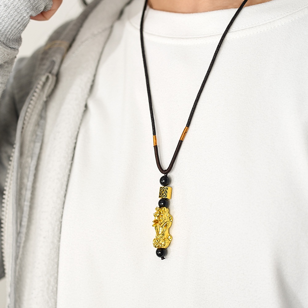 Vòng cổ Hạt Đá Obsidian May Mắn Unisex