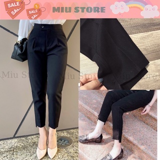 Quần baggy gấu lệch vải tuyết mưa quần tây ống côn, Quần baggy lưng cao công sở đẹp thời trang Miu Store_K32