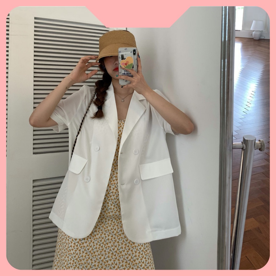 [Hàng Xịn, Giá Tốt]  Áo Vest Tay Cộc ( Áo Blazer ) Dáng Rộng Chất Mát Phong Cách Thời Trang Hottrend - Mã AK005