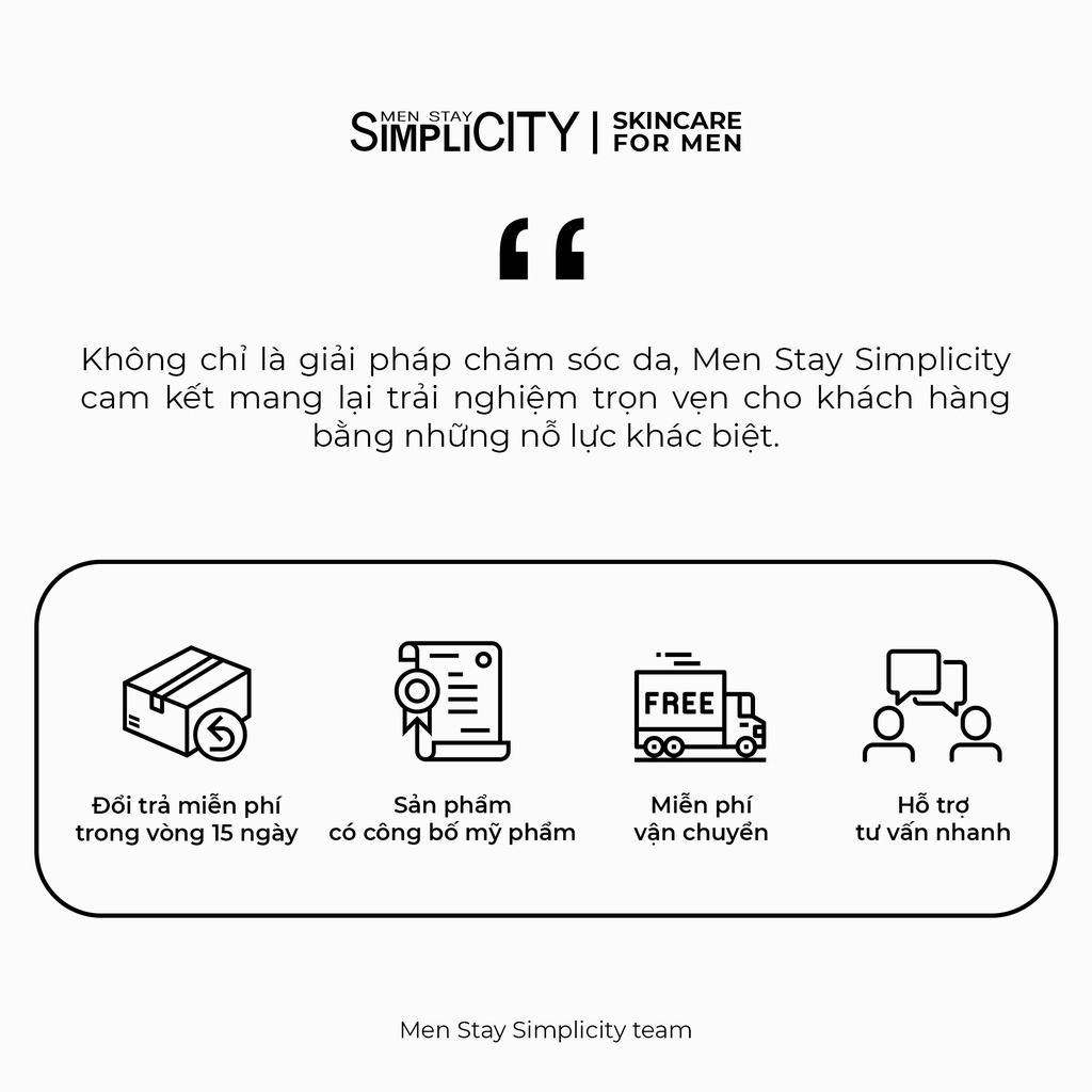 Serum sáng da mờ thâm cho nam Men Stay Simplicity Vital Facial Skin Brightening 30ml với Niacinamide 5%