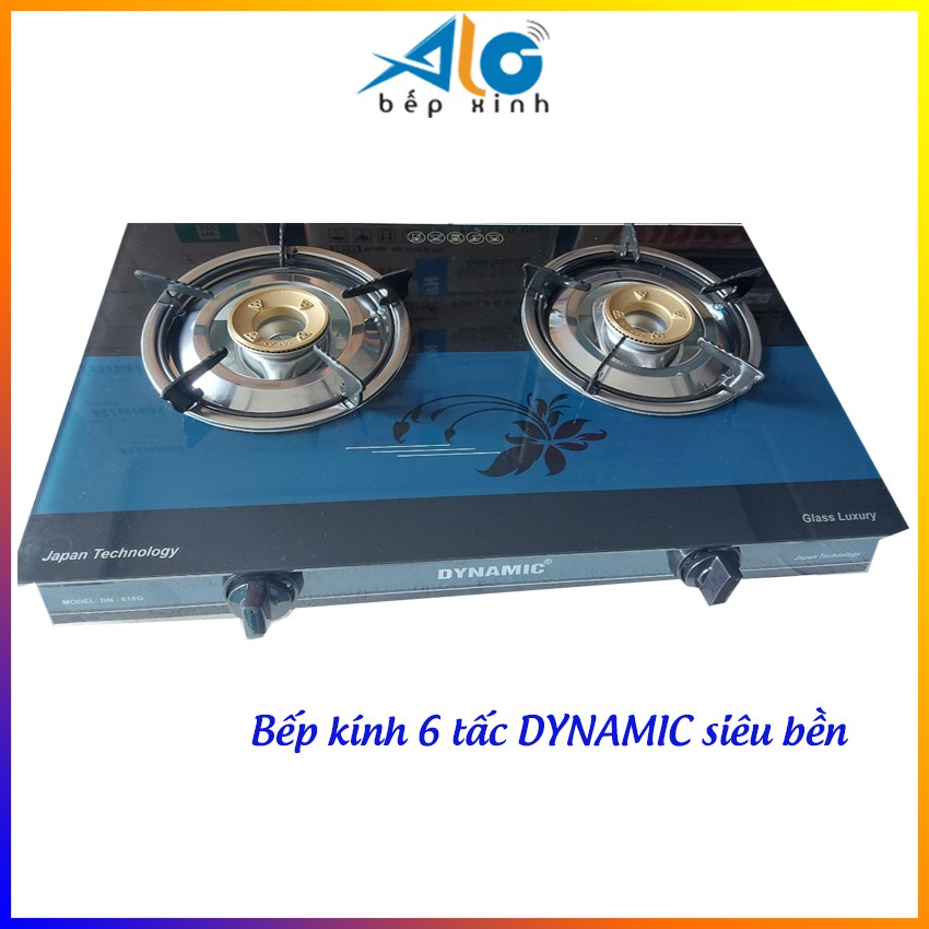 Bếp ga mặt kính Dynamic - Bếp gas Dynamic - dài 60 cm - kiềng men - đầu đốt bằng đồng - Bảo hành 2 năm - Alo Bếp xinh