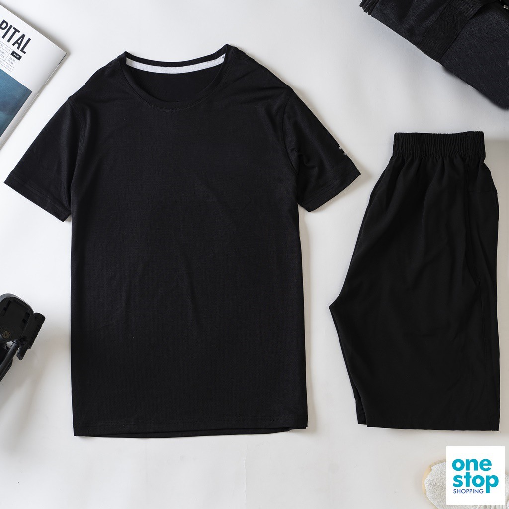Sét bộ thể thao nam One16,Áo cô tròn lỗ kim thoáng mát phom 40-75kg