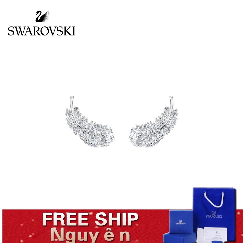 FREE SHIP Bông Tai Cá Tính Nữ Swarovski NICE Yếu tố lông vũ Ánh sáng và Sức sống sang trọng Earrings Crystal FASHION Trang sức trang sức đeo THỜI TRANG