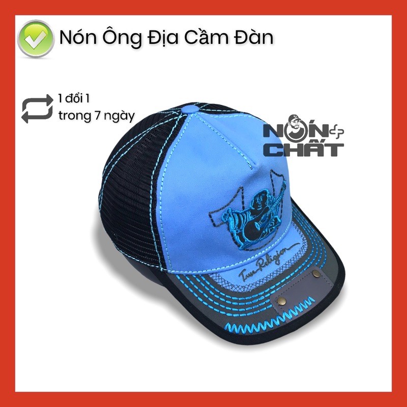 Nón Ông địa cầm đàn (chất kaki, màu xanh)